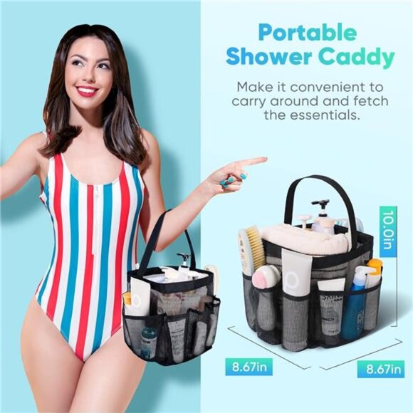 Shower Caddy Portable for College Dorm Room Essentials, 8-Pocket Large - Picture 2 of 8